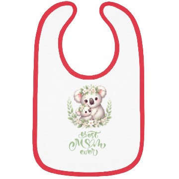 Discover Best Mom Ever Koala Embrace Floral Wreath Bibs