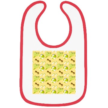 Discover Relaxing beach pattern with sunglasses and sun hat Bibs