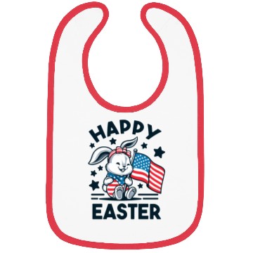 Discover Easter Bunny with American Flag - Happy Easter Bibs