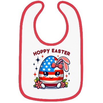 Discover Hoppy Easter - American Flag Easter Egg Bunny Ears Bibs