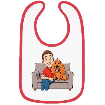 Discover Loving Cocker Spaniel Cuddling on Couch Cartoon Ar Bibs
