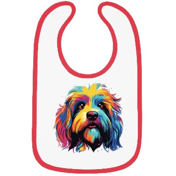Discover Watercolor Colorful Tibetan Spaniel Bibs