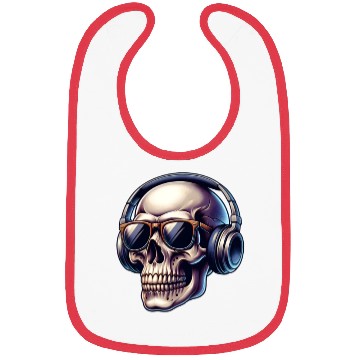 Discover skull wearing headphone Bibs