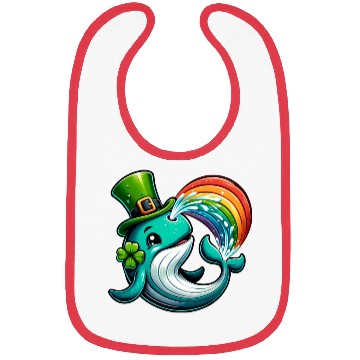 Discover St. Patrick's Day Whale Cartoon Bibs