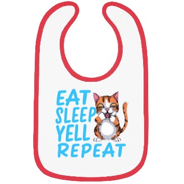 Discover eat sleep yell repeat cat Bibs