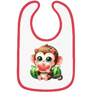 Discover Monkey Eating Watermelon Bibs