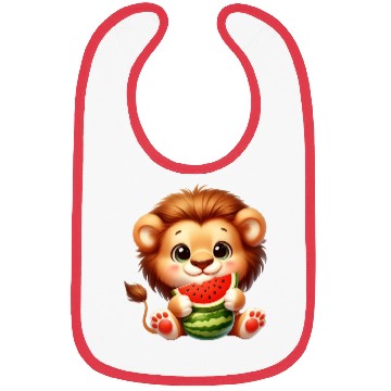 Discover Lion Eating Watermelon Bibs