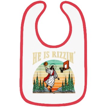 Discover He Is Rizzin Funny Basketball Easter Christian Bibs