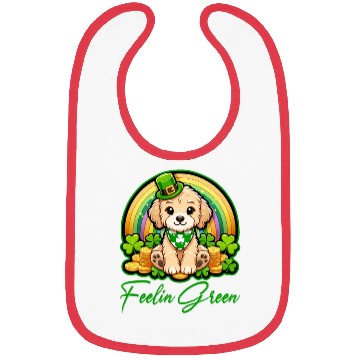Discover Feelin Green Puppy Rainbow Funny St Patrick's Day Bibs