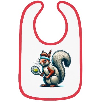 Discover Tennis Player Squirrel Animal Lover Design Bibs