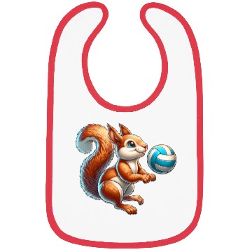 Discover Volleyball Player Squirrel Fun Animal Lover Bibs