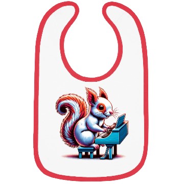 Discover Squirrel Nuts Animal Lover Playing Piano Design Bibs