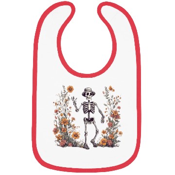 Discover Skeleton in a hat and flowers Bibs