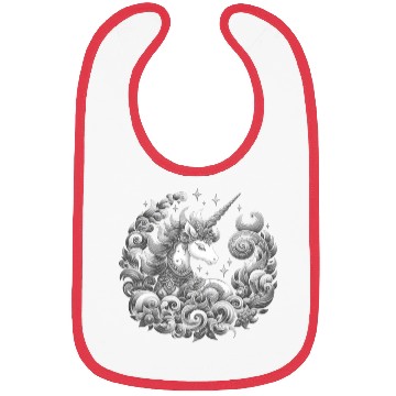 Discover A unicorn black and white with a delicate pattern. Bibs