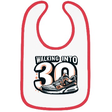 Discover Walking into 30 With Dreams Retro Sneaker Birthday Bibs
