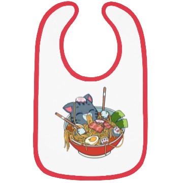 Discover cat eating ramen Bibs