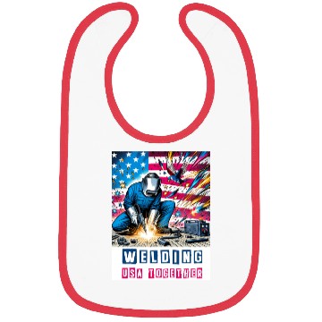 Discover Welding USA Togehter Eagle USA Flag Bibs