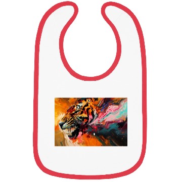 Discover Tiger On Abstract Colorful Background Wall Art Bibs