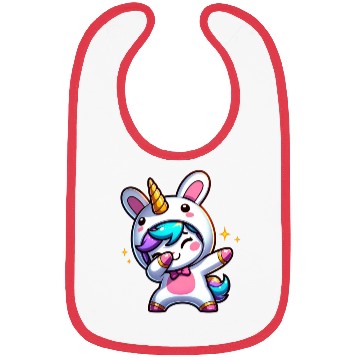 Discover Cute Kawaii Dabbing Unicorn Wearing Easter Bunny Bibs