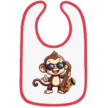 Discover Jazz Saxophone Monkey Chimpanzee Music Lover Bibs