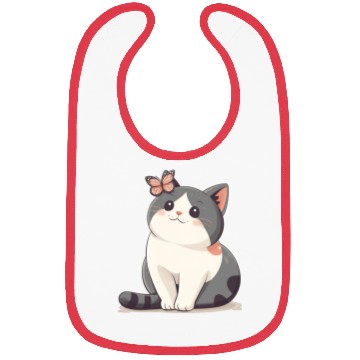 Discover Cute Kawaii Cat and Butterfly Bibs
