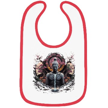 Discover Buddha's Serenity: Cherry Blossom Waterfall Bibs