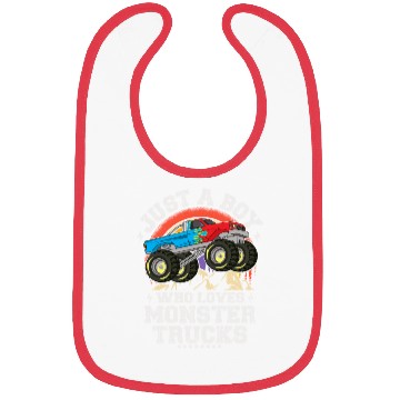 Discover Just A Boy Who Loves Monster Trucks Toddler Kids Bibs