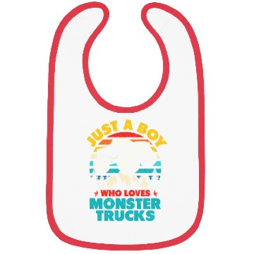 Discover Just A Boy Who Loves Monster Trucks Toddler Kids Bibs