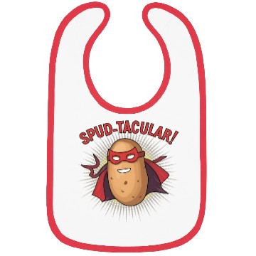 Discover Superhero Potato Saying "Spud-tacular!" Design Art Bibs