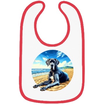 Discover Great Dane on the Beach Cartoon Bibs