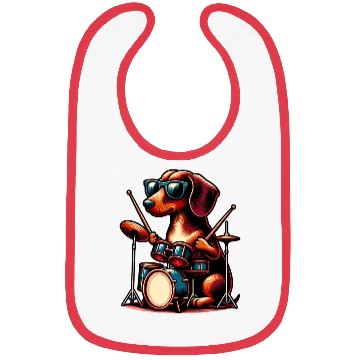 Discover Dachshund Drummer Wiener Dog Design Bibs