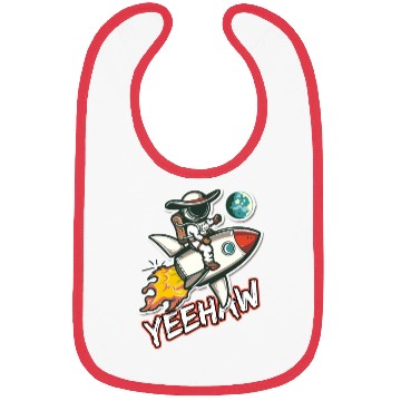 Discover Space Cowboy Riding a Rocket with Yeehaw Slogan Bibs