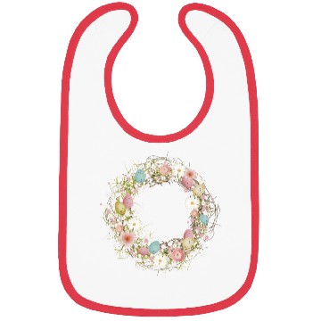 Discover pastel-colored Easter eggs, flowers and gypsophila Bibs