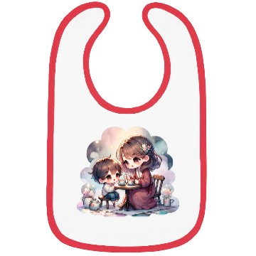 Discover Mother and Son Enjoying a Cozy Tea Party Bibs