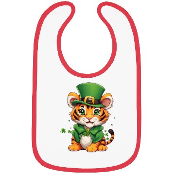 Discover St. Patrick's Tiger Charm: Vibrant Green Shamrock Bibs