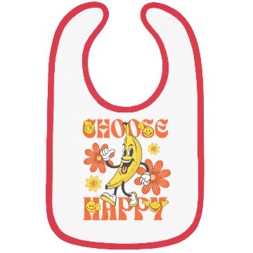 Discover Choose Happy Retro Banana Mascot Bibs