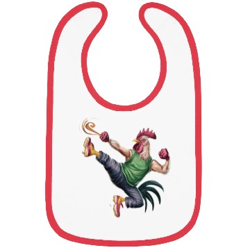 Discover "Rooster Kick: Feathered Fury Design" Bibs