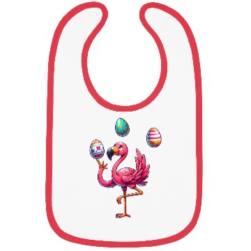 Discover Flamingo Juggler with Colorful Easter Eggs Bibs