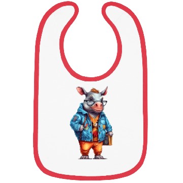Discover Cute Rhinoceros Cartoon Bibs