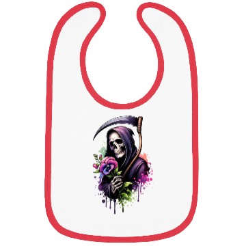 Discover Grim Reaper Holding Sweet Pea flower Bibs