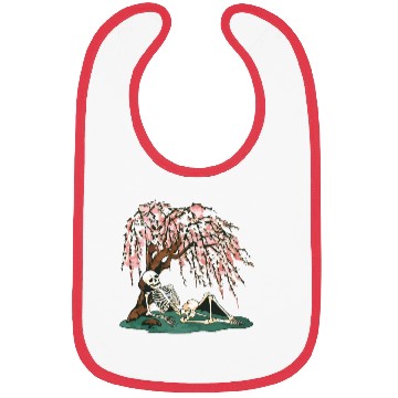 Discover Skeleton in Repose Under a Cherry Blossom Tree Bibs