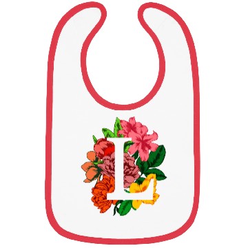 Discover Capital letter L monogram with peony, lily flowers Bibs