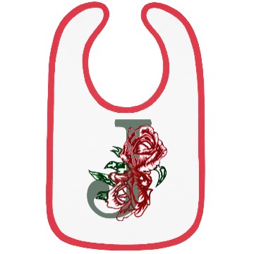 Discover Capital letter J monogram and contour rose flowers Bibs