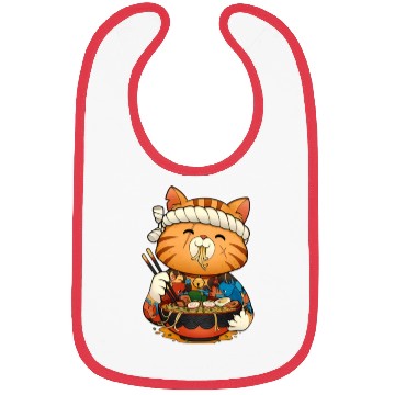 Discover Cute anime cat eating ramen noodles Bibs
