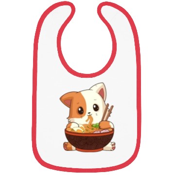 Discover Cute anime cat eating ramen noodles Bibs