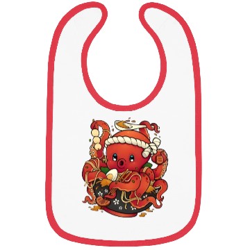 Discover Cute Anime Octopus Eating Ramen Noodles Bibs