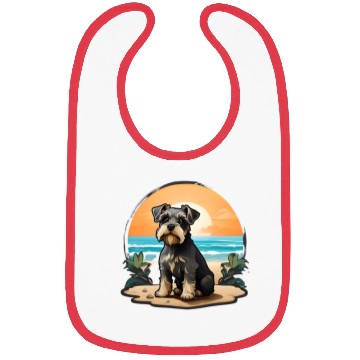 Discover A miniature schnauzer dog in the beach Bibs