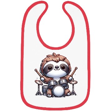 Discover Cool Sloth Drummer Lazy Beats Design Bibs