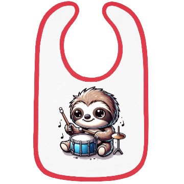 Discover Cool Sloth Drummer Lazy Beats Design Bibs