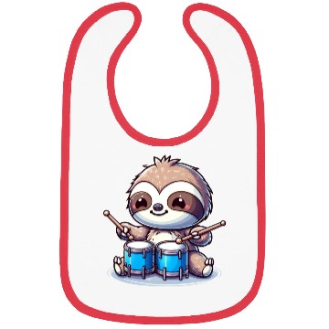 Discover Cool Sloth Drummer Lazy Vibes Design Bibs